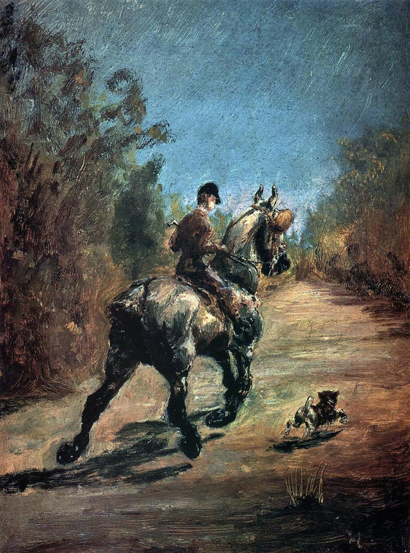  Henri De Toulouse-Lautrec Horse and Rider with a Little Dog - Canvas Art Print