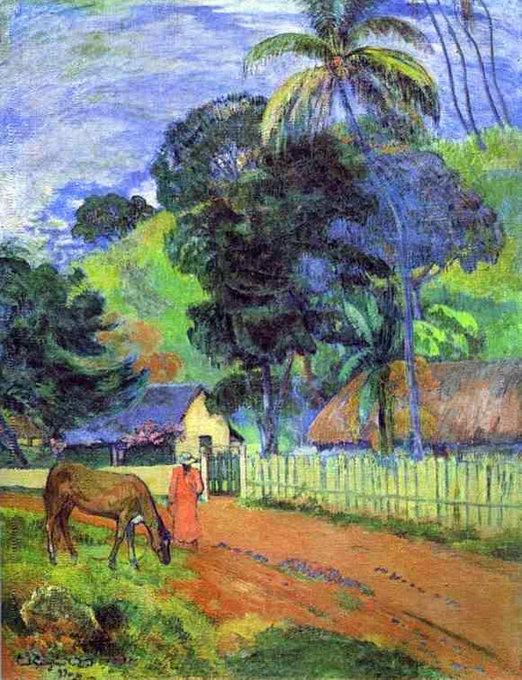  Paul Gauguin Horse on Road, Tahitian Landscape - Canvas Art Print