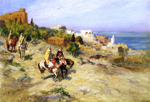  Frederick Arthur Bridgeman Horsemen on a Coastal Path, Algiers - Canvas Art Print