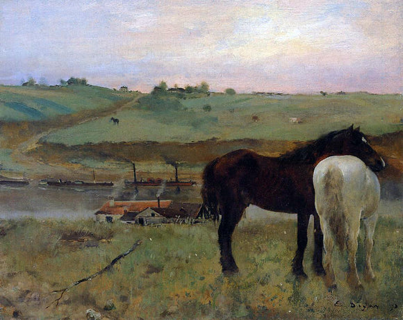  Edgar Degas Horses in a Meadow - Canvas Art Print