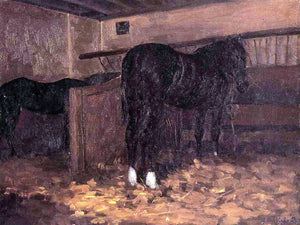  Gustave Caillebotte Horses in the Stable - Canvas Art Print