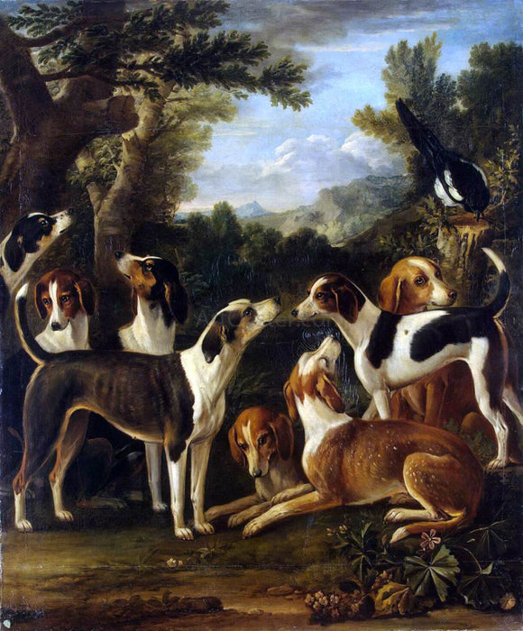  John Wootton Hounds and a Magpie - Canvas Art Print