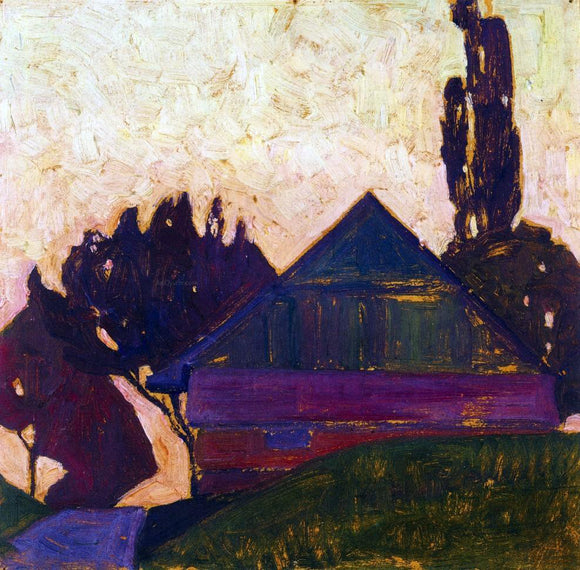  Egon Schiele House Between Trees I - Canvas Art Print