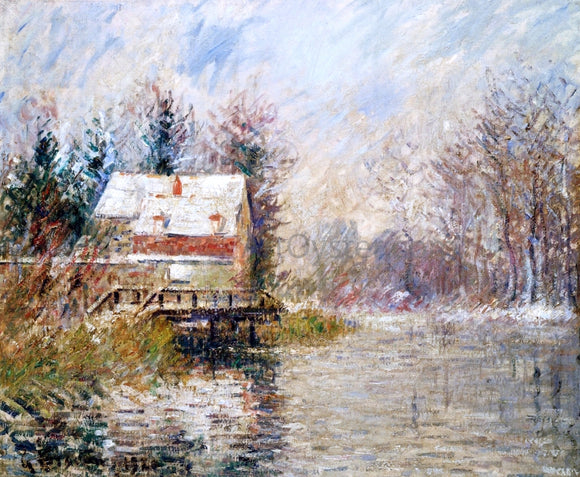  Gustave Loiseau House by the Water, Snow Effect - Canvas Art Print