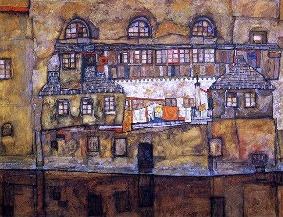  Egon Schiele House on a River (also known as Old House I) - Canvas Art Print