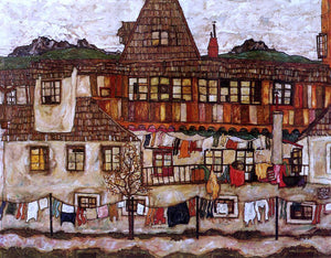  Egon Schiele House with Drying Laundry - Canvas Art Print
