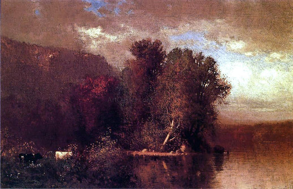  William M Hart Hudson River Landscape - Canvas Art Print