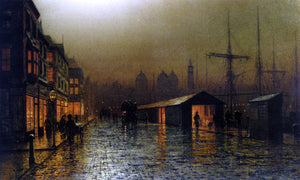  Arthur E Grimshaw Hull Docks by Night - Canvas Art Print