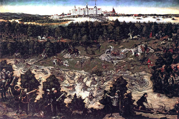 The Elder Lucas Cranach Hunt in Honour of Charles V at the Castle of Torgau - Canvas Art Print