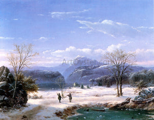  Louis Remy Mignot Hunters in a Winter Landscape - Canvas Art Print