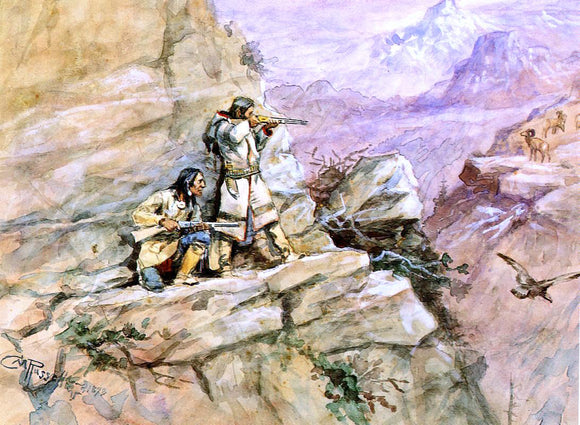  Charles Marion Russell Hunting Big Horn Sheep - Canvas Art Print