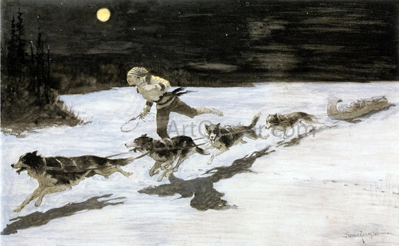  Frederic Remington Huskie Dogs on the Frozen Highway (also known as Talking Musquash) - Canvas Art Print
