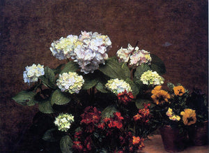  Henri Fantin-Latour Hydrangias, Cloves and Two Pots of Pansies - Canvas Art Print