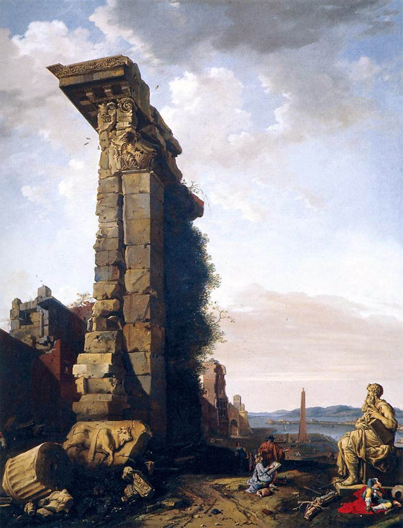  Bartholomeus Breenbergh Idealised View with Roman Ruins, Sculptures, and a Port - Canvas Art Print