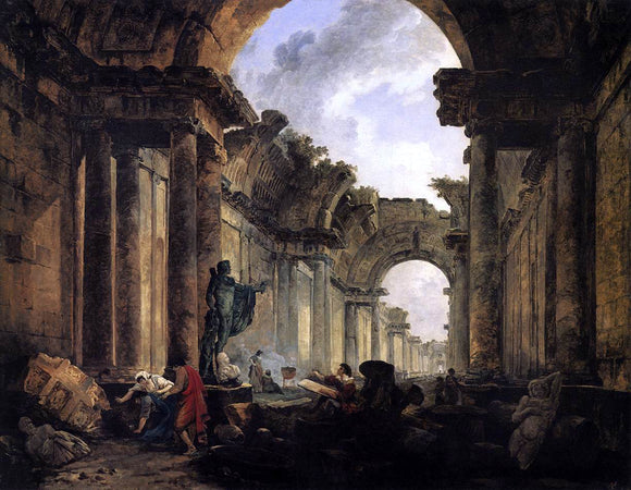  Hubert Robert Imaginary View of the Grande Galerie in the Louvre in Ruins - Canvas Art Print