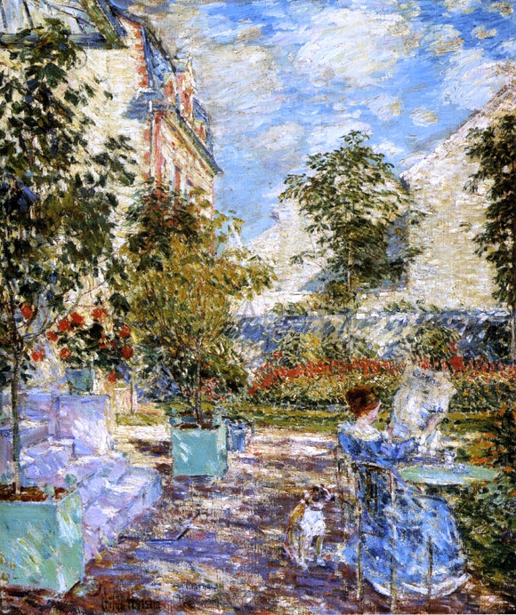  Frederick Childe Hassam In a French Garden - Canvas Art Print