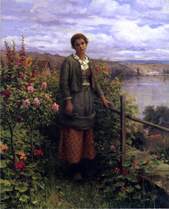  Daniel Ridgway Knight In Her Garden - Canvas Art Print