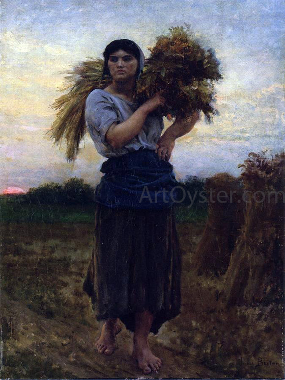  Jules-Adolphe Breton In the Fields, Evening - Canvas Art Print
