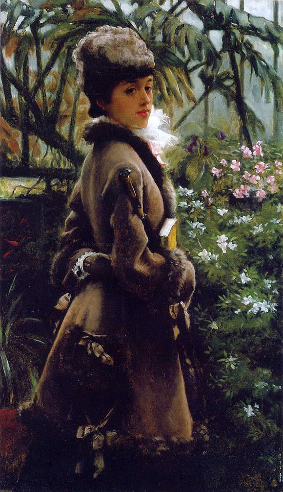  James Tissot In the Greenhouse - Canvas Art Print