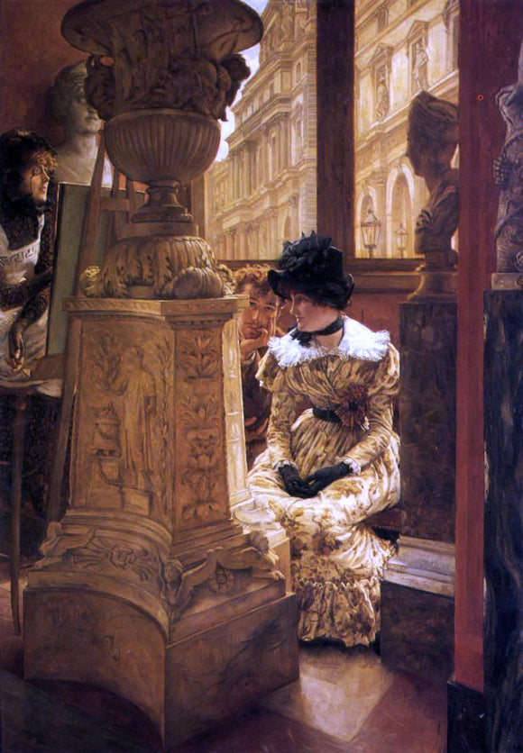  James Tissot In the Louvre - Canvas Art Print