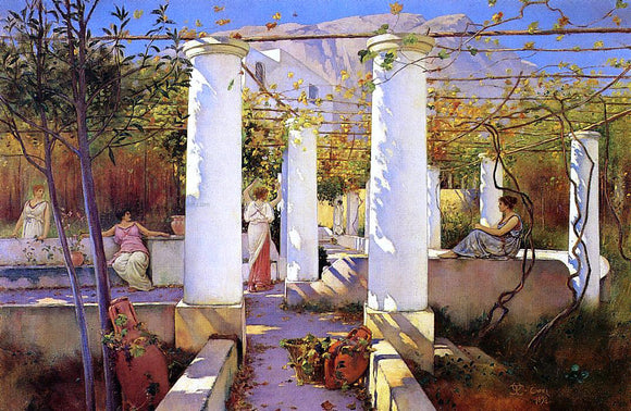  Charles Caryl Coleman In the Shade of the Vines, Capri - Canvas Art Print
