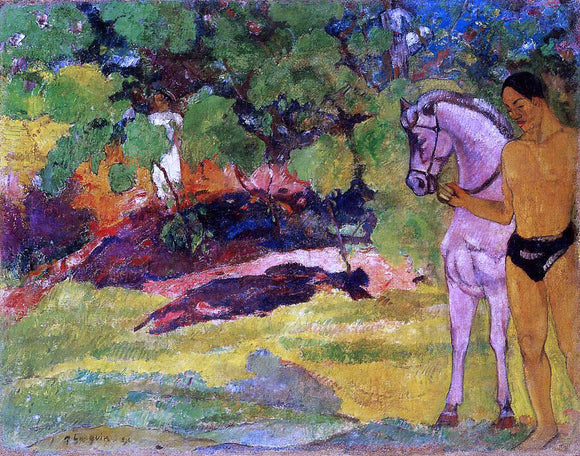  Paul Gauguin In the Vanilla Grove, Man and Horse (also known as The Rendezvous) - Canvas Art Print