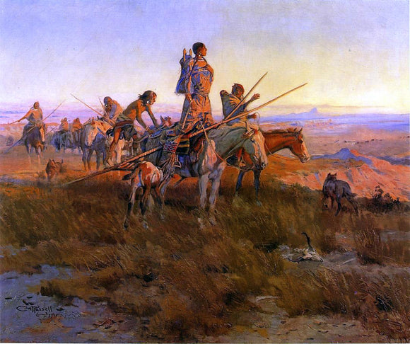  Charles Marion Russell In the Wake of the Buffalo Hunters - Canvas Art Print