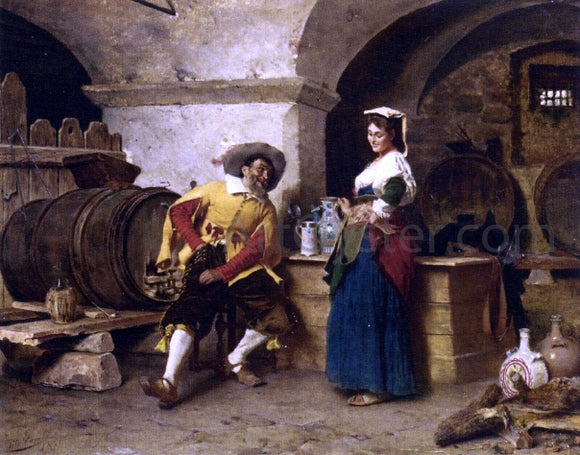  Tito Conti In the Wine Cellar - Canvas Art Print