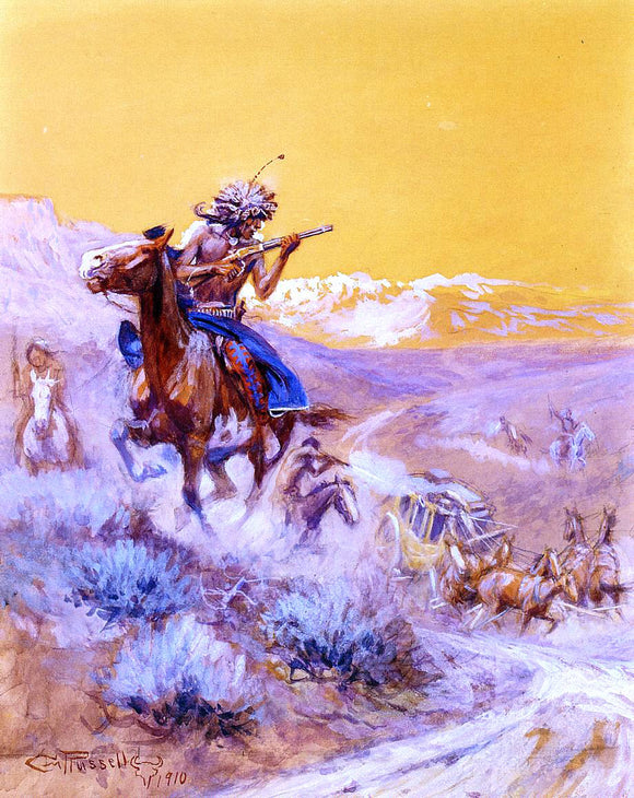  Charles Marion Russell Indian Attack - Canvas Art Print