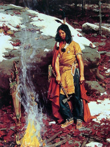  William Gilbert Gaul Indian by the Campfire - Canvas Art Print