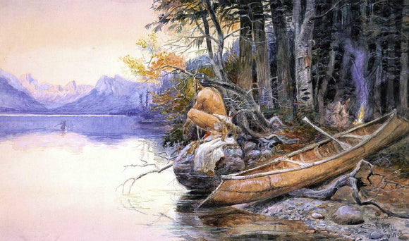 Charles Marion Russell An Indian Camp - Lake McDonald - Canvas Art Print