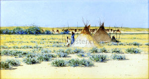  Henry F Farney Indian Encampment - Canvas Art Print