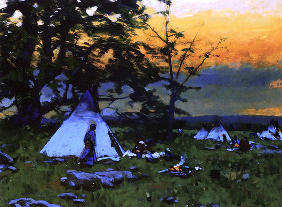  William Gilbert Gaul Indian Encampment, Montana - Canvas Art Print
