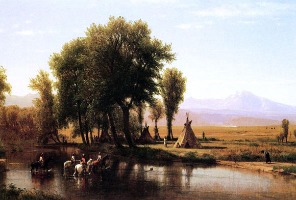  Thomas Worthington Whittredge Indian Encampment on the Platte River - Canvas Art Print