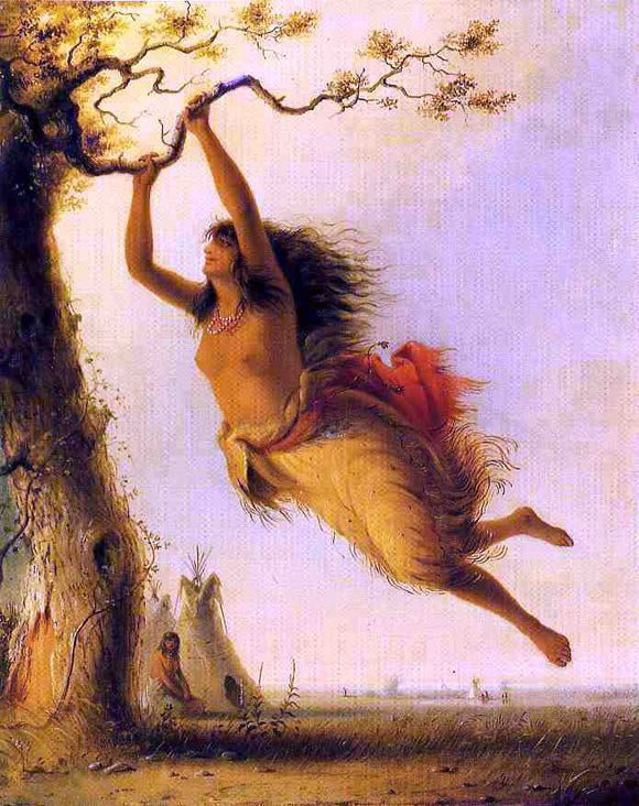  Alfred Jacob Miller Indian Girl Swinging - Canvas Art Print