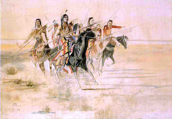  Charles Marion Russell Indian Hunt - Canvas Art Print