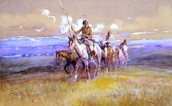  Charles Marion Russell Indian Party - Canvas Art Print