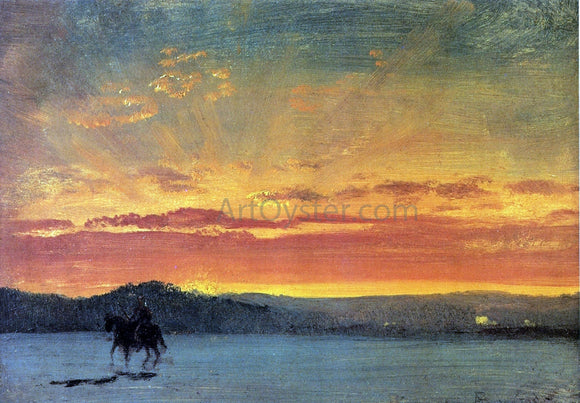  Albert Bierstadt Indian Rider at Sunset - Canvas Art Print