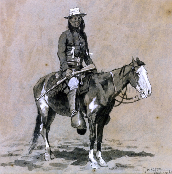  Frederic Remington Indian Scout at Fort Reno - Canvas Art Print