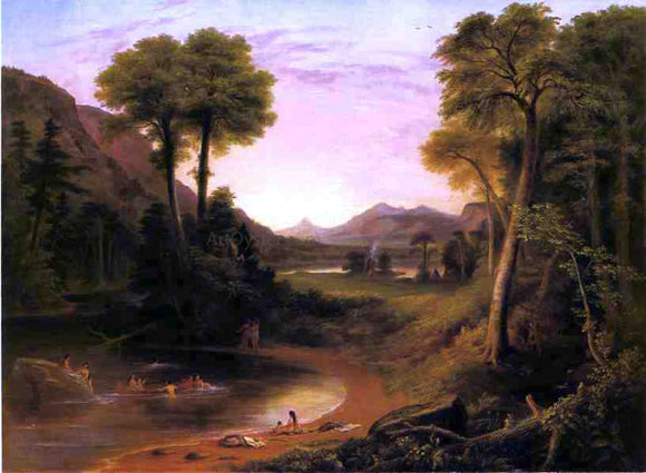  Henry Cheever Pratt Indians Bathing - A Scene of New England - Canvas Art Print
