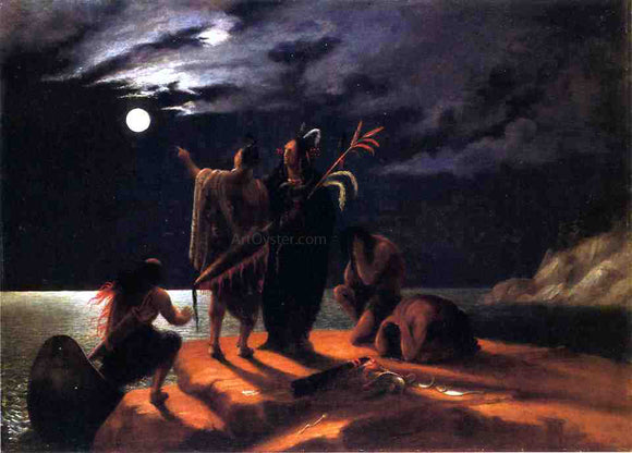  William Rimmer Indians Experiencing a Lunar Eclipse - Canvas Art Print