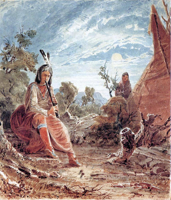  Seth Eastman Indians in Camp - Canvas Art Print
