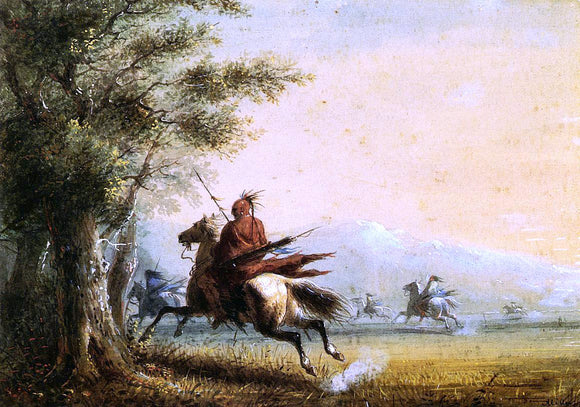  Alfred Jacob Miller Indians in Pursuit - Canvas Art Print