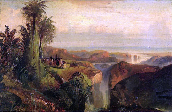 Thomas Moran Indians on a Cliff - Canvas Art Print