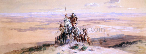  Charles Marion Russell Indians on Plains - Canvas Art Print