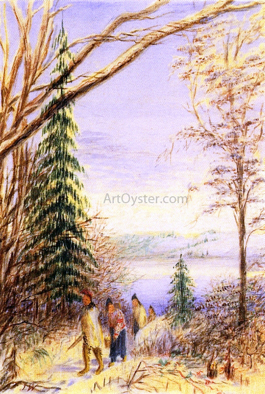  Juan Buckingham Wandesforde Indians Walking Along a Winter Path - Canvas Art Print