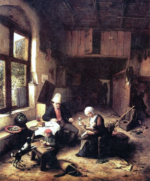  Adriaen Van Ostade Inside a Peasant's Cottage - Canvas Art Print