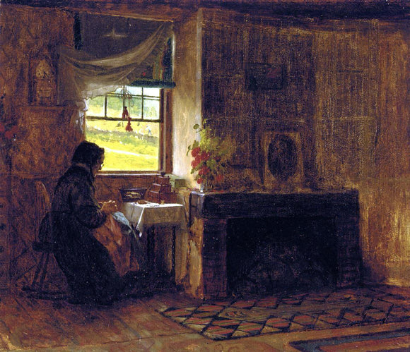  Eastman Johnson Interior of a Farm House in Maine - Canvas Art Print