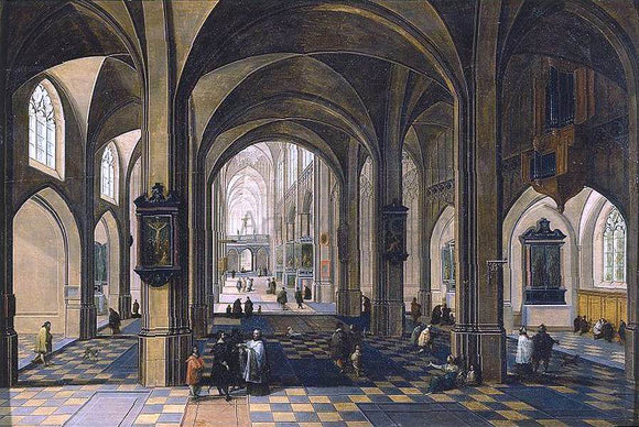  The Elder Peeter Neeffs Interior of a Gothic Cathedral - Canvas Art Print