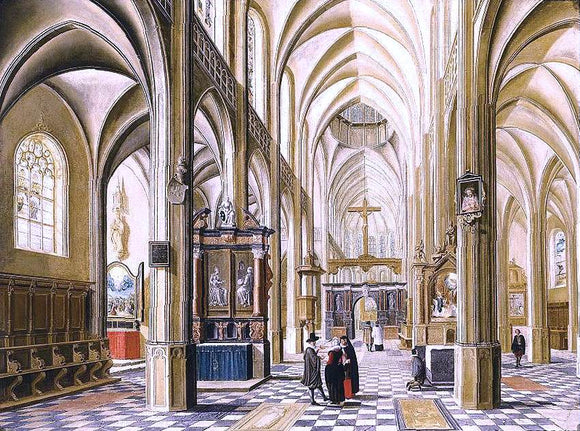  Bartholomeus Van Bassen Interior of a Gothic Cathedral - Canvas Art Print